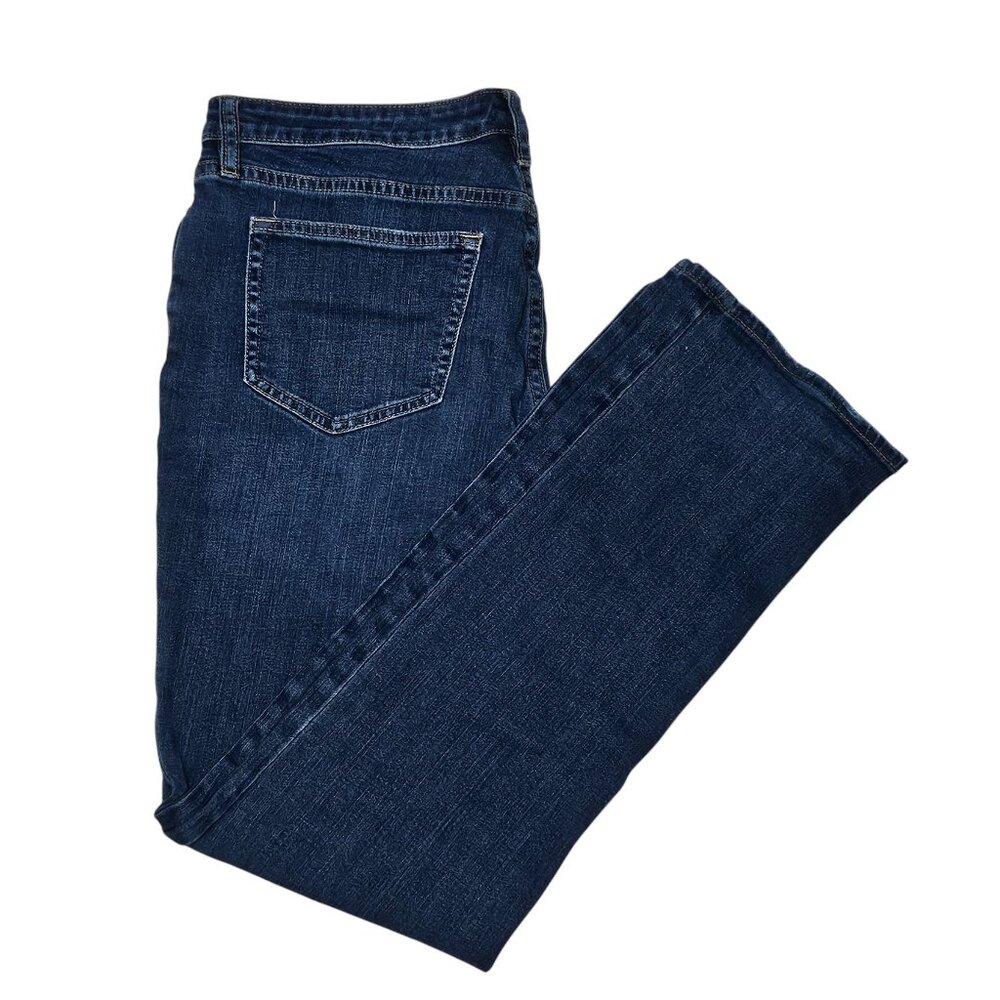 Lands' End Mid Rise Straight Jeans Women's Blue Stretch Cotton Blend Size 10